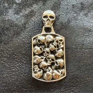Zancan 925 Sterling Skull Pendant Necklace Statement 18 Grams Signed